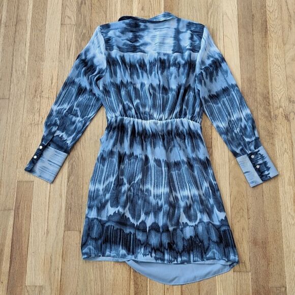 CALVIN KLEIN Blue Watercolor Mini Fit & Flare Shirt Dress - Picture 4 of 6